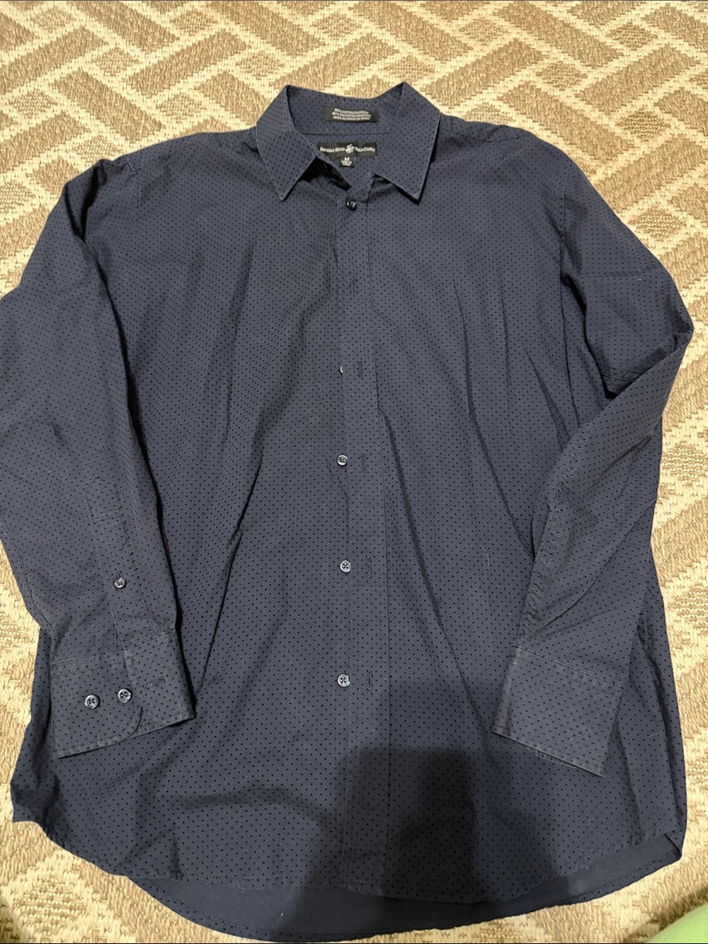 Beverly Hills Polo Club Men's Navy Dot-Print Dress Shirt